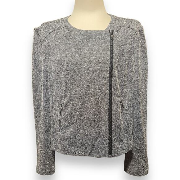 Catherine Malandrino Runway Style Asymmetrical Zip Moto Jacket Black XXL - Picture 2 of 10